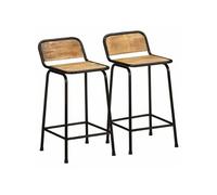 vidaXL Tabourets de bar 4013530 Bois massif manguier brut Lot de 2