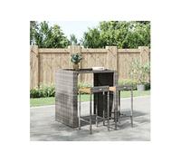 vidaXL Tabourets de bar 2 pcs gris résine tressée et bois d'acacia 362603