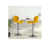 vidaXL Tabourets de bar Lot de 2 Velours Jaune moutarde