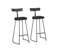 Tabourets de bar lot de 2 noir 49x43x103cm bois manguier massif