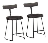 vidaXL Tabourets de bar Lot de 2 – Noir – Bois manguier massif 49x43x79 cm