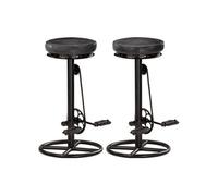 vidaXL Tabourets de bar 2 pcs Noir Cuir véritable de chèvre Noir