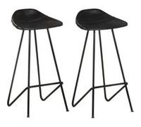 Tabourets de bar lot de 2 noir cuir véritable Noir G