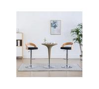 Tabourets de bar lot de 2 noir similicuir et bois courbé noir et marron clair G