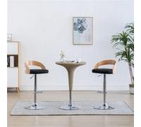 vidaXL Tabourets de Bar Lot de 2 Noir Similicuir et Bois courbé