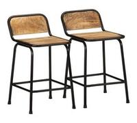 2x Bois de Manguier Solide Chaises de Bar Tabourets de Comptoir Pub vidaXL