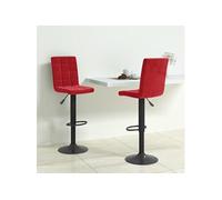 vidaXL Lot de 2 Tabourets de Bar, Chaise de Pub, Siège de Bistrot, Meuble de Salle à Manger Cuisine Salon Maison Intérieur, Rouge Bordeaux Velours