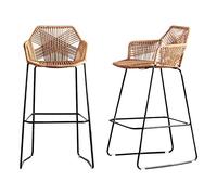 Tabourets de Bar Lot de 2, Tabourets de comptoir de Cuisine de Chaise de Bar, Chaises en rotin tissées à la Main, tabourets de Bar à la Maison de comptoir de Cuisine de Petit déjeuner