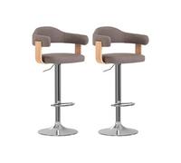 Lot de 2 Tabourets de Bar Chaises Pub Cuisine Taupe Bois Courbé et Tissu vidaXL