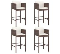 Tabourets de bar lot de 4 avec coussins marron résine tressée