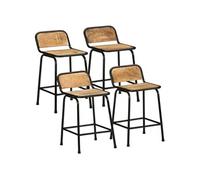 vidaXL Tabourets de Bar Lot de 4 Bois Massif manguier Brut, Chaise, Chaise de Bar de Cuisine, Chaise de bistrot, Chaise de Bar de Petit-déjeuner