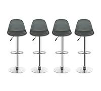 Tabourets de Bar Lot de 4 pivotant- Lot de 4 chaises de Bar réglable,Réglable en Hauteur et Rotative à 360°，Robuste et Ultra Silencieux-Gris-4pc