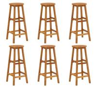 Tabourets de bar lot de 6 bois d acacia solide