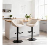 Tabourets de Bar Moderne VIVOLILV,Lot de 2,Velours,Chaise Bar Réglable en Hauteur,Chaise Haute Cuisine Avec Repose Pieds,Beige