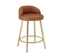 Tabourets de Bar Modernes à Dossier Bas, Hauteur comptoir, Pieds en Acier Inoxydable et Titane, Couleur Or Champagne, 53 cm, pour bijouteries, opticiens, Cuisines et Petits-déjeuners.