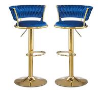 Tabourets de bar modernes à dossier haut avec hauteur réglable et pivotant à 360 ° en velours pour comptoir de cuisine, siège bas confortable avec repose-pieds