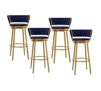 Tabourets de bar modernes à hauteur de comptoir for cuisine, chaises de bar pivotantes à 360° de 75 cm avec base chromée en métal doré for salle à manger, tabourets de comptoir rembourrés, 1 pièce(Blu