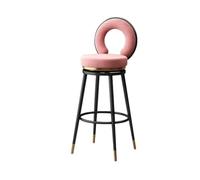 Tabourets de Bar Modernes à Hauteur de comptoir Lot de 1/2/3/4, tabourets de Bar pivotants à 360° avec Pieds en métal, chaises insulaires en Velours avec Dossier, Rose(1PCS,Height 75cm)