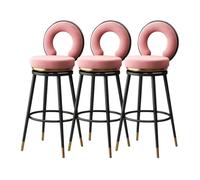 Tabourets de Bar Modernes à Hauteur de comptoir Lot de 1/2/3/4, tabourets de Bar pivotants à 360° avec Pieds en métal, chaises insulaires en Velours avec Dossier, Rose(3PCS,Height 65cm)
