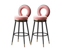 Tabourets de Bar Modernes à Hauteur de comptoir Lot de 1/2/3/4, tabourets de Bar pivotants à 360° avec Pieds en métal, chaises insulaires en Velours avec Dossier, Rose(2PCS,Height 65cm)