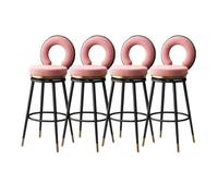 Tabourets de Bar Modernes à Hauteur de comptoir Lot de 1/2/3/4, tabourets de Bar pivotants à 360° avec Pieds en métal, chaises insulaires en Velours avec Dossier, Rose(4PCS,Height 65cm)