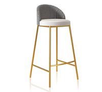 Tabourets de bar modernes avec dossier - Assise rembourrée en similicuir et pieds en métal doré - Tabourets de bar industriels pour cuisine et ferme - 75 cm de hauteur pour usage domestique et pub