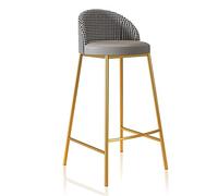 Tabourets de bar modernes avec dossier rembourré en cuir synthétique et pieds en métal doré pour ferme et pub, 75 cm de hauteur (gris)