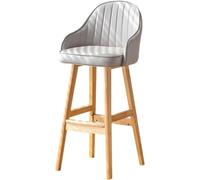 Tabourets de Bar Modernes Cadre Bois Similicuir 150kg | Tabouret haut rembourré, repose-pieds, for îlot de cuisine, bar, comptoir(Light gray,74cm)