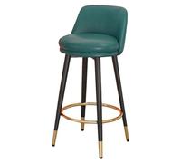 Tabourets De Bar Modernes Chaise De Bar Rembourrés avec Pieds Et Dossiers en Métal Chaise De Comptoir en Cuir PU pour Cuisine, Restaurant, Bistrot, Café(Groen,55cm)