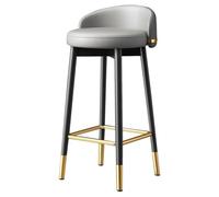 Tabourets De Bar Modernes Chaise Haute Cuisine en Cuir Chaise De Bar Rembourrée avec Petit Dossier, Coussin Épais, Pieds en Métal pour Restaurant, Caisse(Gray A,75cm)