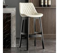 Tabourets de Bar Modernes du Milieu du siècle à Hauteur de comptoir avec Pieds en Bois Massif, chaises insulaires 60/70 cm avec Dossier Enveloppant, Tissu Confortable en Simili Cuir