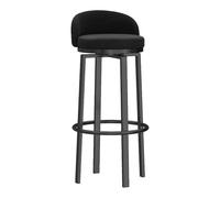 Tabourets de Bar Modernes, Hauteur comptoir, 1 pièce, pivotants, en Velours, avec Dossier Bas, Pieds en métal Noir, for Salle à Manger, Cuisine, pub, Hauteur d'assise(Black,65cm)
