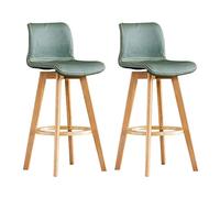 Tabourets de Bar Modernes pivotants de Style Vintage avec Dossier et Repose-Pieds, Lot de 2, en Similicuir avec Pieds en Bois Massif, Vert, 71 cm.