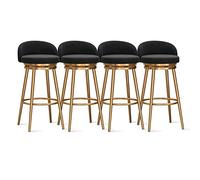 Tabourets de bar modernes rembourrés en velours avec pivot à 360° et support dorsal en métal doré pour îlot de cuisine et pub