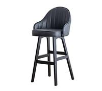 Tabourets de bar modernes rustiques avec dossier et repose-pieds, siège en cuir synthétique, pieds en bois noir, grande capacité pour une utilisation en cuisine
