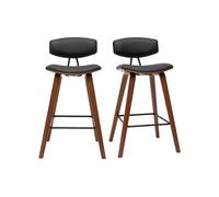 Tabourets de bar noir et bois foncé h69 cm (lot de 2) vasco
