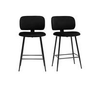 Tabourets de bar noirs en tissu velours et métal H70 cm (lot de 2) ATRIUM
