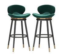 Tabourets de bar pivotant en velours de luxe Ensemble de 2 chaises de comptoir arrière incurvées avec repose-pied en velours rose siège rembourré idéal pour la cuisine du petit déjeuner barre de la
