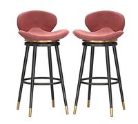 Tabourets de bar pivotant en velours de luxe Ensemble de 2 chaises de comptoir arrière incurvées avec repose-pied en velours rose siège rembourré idéal pour la cuisine du petit déjeuner barre de la