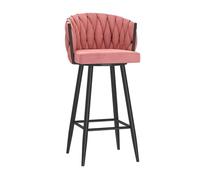 Tabourets de bar pivotants 1 pièce, tabourets de bar rembourrés à hauteur de comptoir for îlot de cuisine, tabouret de bar en velours avec repose-pieds et dossier tissé, chaises de tabourets de bar sa