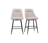 Tabourets de bar pivotants 360° en tissu effet velours texturé beige et métal H66 cm (lot de 2) ALESS