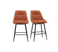Tabourets de bar pivotants 360° en tissu effet velours texturé terre brûlée et métal H66 cm (lot de 2) ALESS