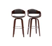 Miliboo - Tabourets de bar vintage pivotants 360° noyer H67.5 cm (lot de 2) GAO