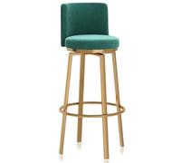 Tabourets de Bar pivotants à 360 ° avec Dossier, Cadre de Repose-Pieds en métal, Tabouret Haut en Velours, chaises d'îlot de Cuisine Modernes for la Maison, 1 pièce(Green Gold Frame,75cm)
