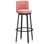Tabourets de Bar pivotants à 360 ° avec Dossier, Cadre de Repose-Pieds en métal, Tabouret Haut en Velours, chaises d'îlot de Cuisine Modernes for la Maison, 1 pièce(Pink Black Frame,75cm)