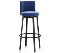 Tabourets de Bar pivotants à 360 ° avec Dossier, Cadre de Repose-Pieds en métal, Tabouret Haut en Velours, chaises d'îlot de Cuisine Modernes for la Maison, 1 pièce(Blue Black Frame,65cm)