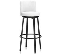 Tabourets de Bar pivotants à 360 ° avec Dossier, Cadre de Repose-Pieds en métal, Tabouret Haut en Velours, chaises d'îlot de Cuisine Modernes for la Maison, 1 pièce(White Black Frame,65cm)