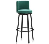 Tabourets de Bar pivotants à 360 ° avec Dossier, Cadre de Repose-Pieds en métal, Tabouret Haut en Velours, chaises d'îlot de Cuisine Modernes for la Maison, 1 pièce(Green Black Frame,75cm)