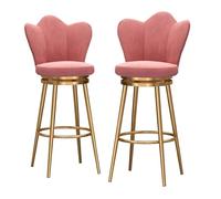 Tabourets de Bar pivotants à 360 ° Velvets avec Dos, Jambes en métal doré Repose-Pieds - tabourets de Bar pour compteurs Ensemble de 1/2/3/4, Rose (Hauteur 2pcs 75 cm)