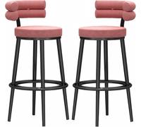 Tabourets de Bar pivotants à 360 ° Velvets avec Dos Repose-Pieds, tabourets de Bar de 26/30 Pouces, Tabouret de comptoir de Salle à Manger de Salon îlot de Cuisine (Pink-2Ps, 65 cm)